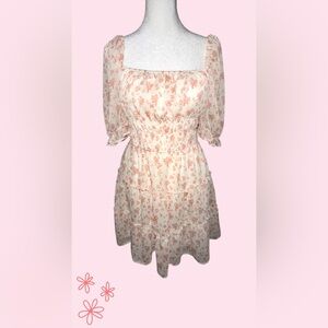 Trixxi Cottage Core Pink Floral Ruffle Tiered Mini Dress